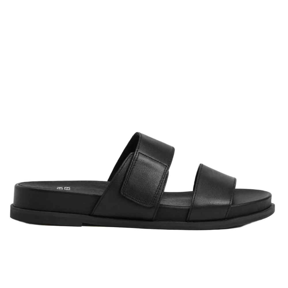 Eileen Fisher Women’s Black Dee Leather Slide Double Strap Sandals -Sz 9.5, NWOB